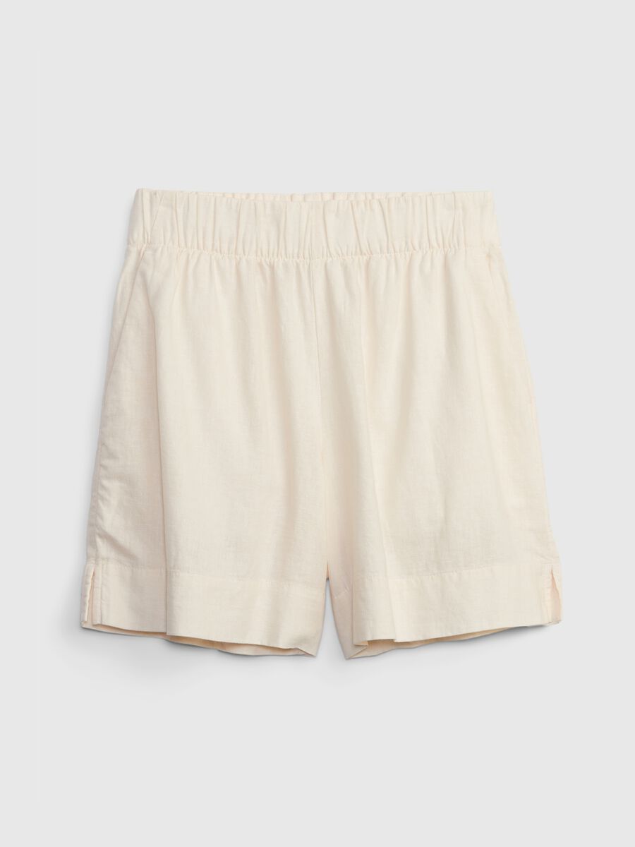 Shorts in lino e viscosa a vita alta_5