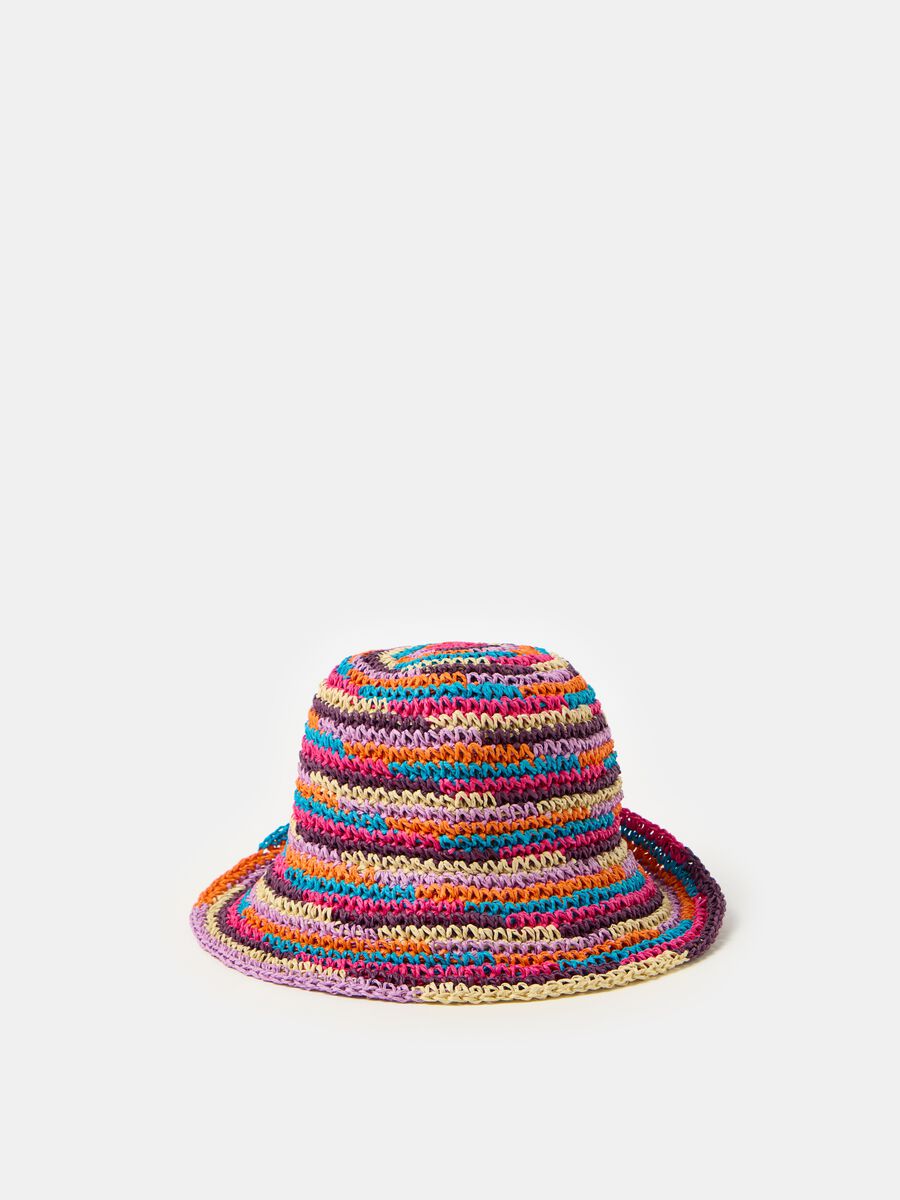 Cappello in rafia multicolore_0