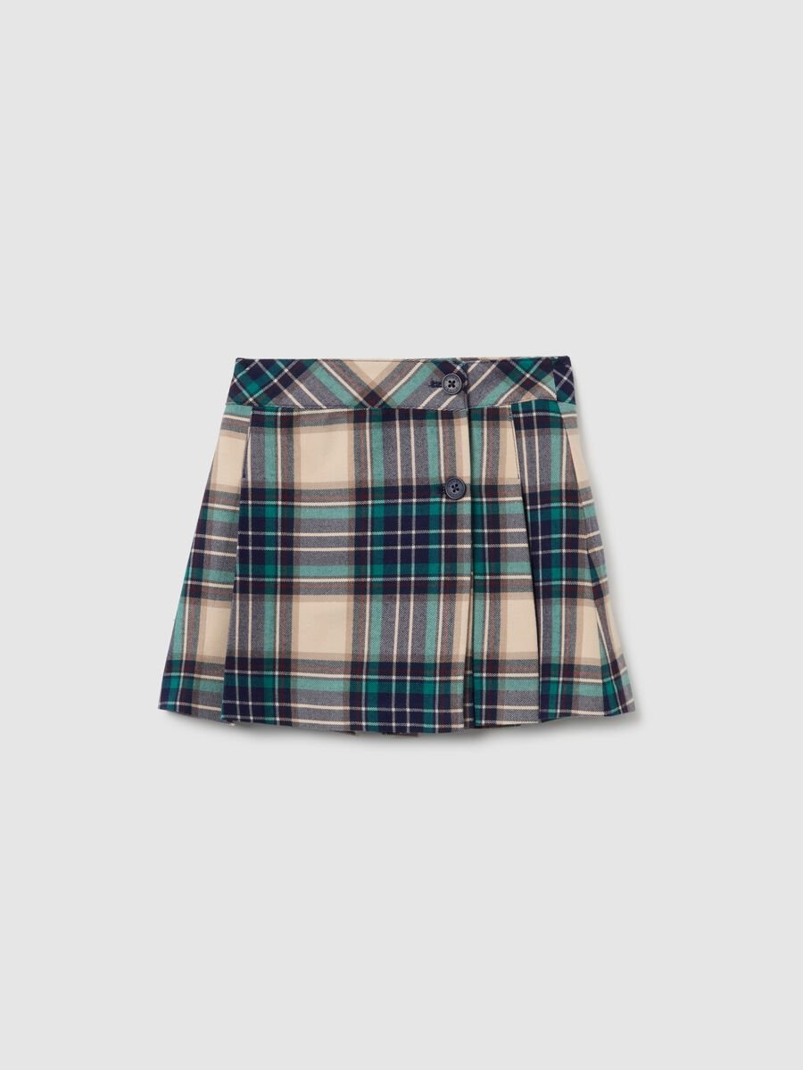 Girls' multicolour check skirt in stretchy flannel_3