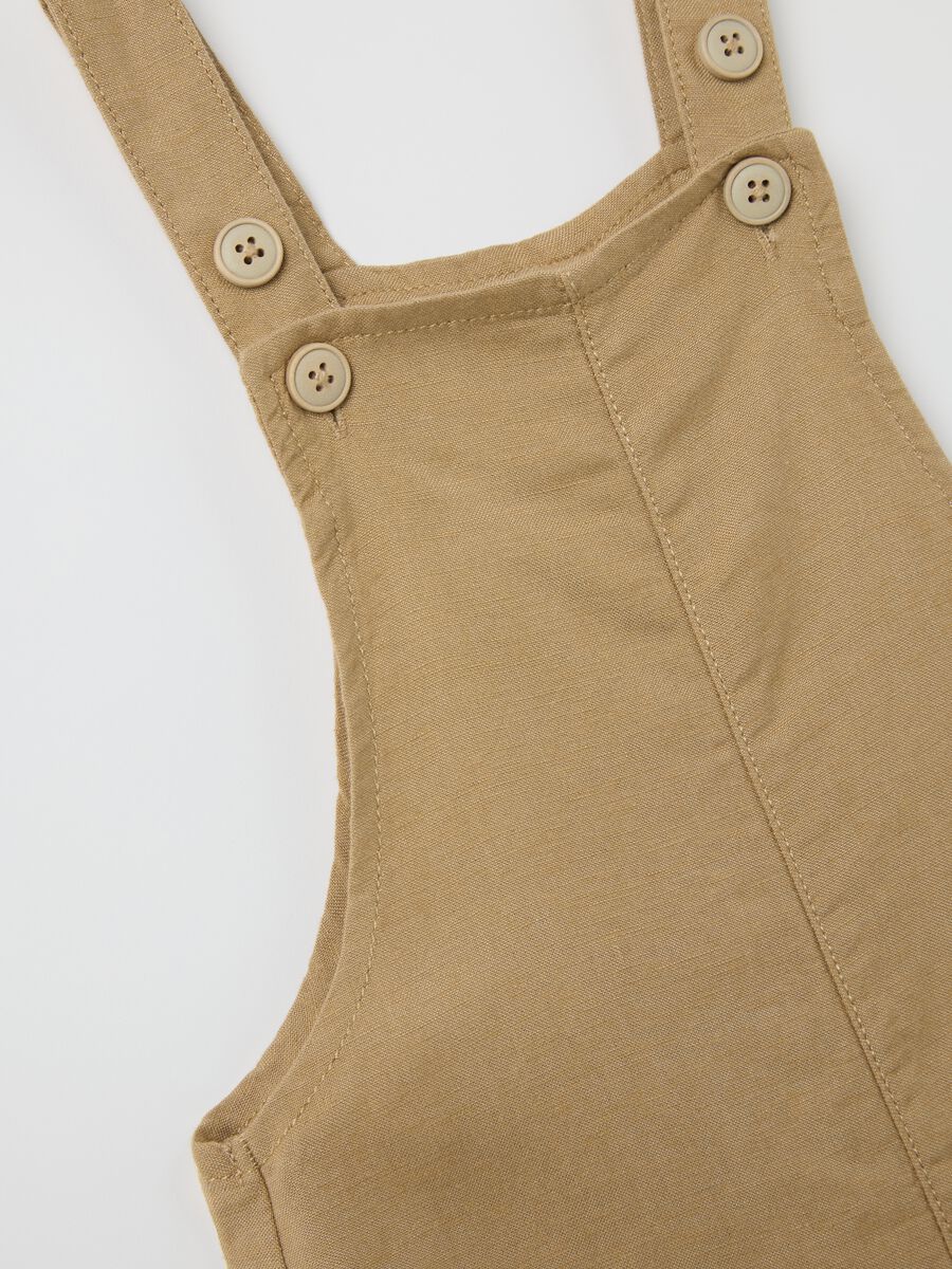 Short beige dungarees in viscose and linen_2