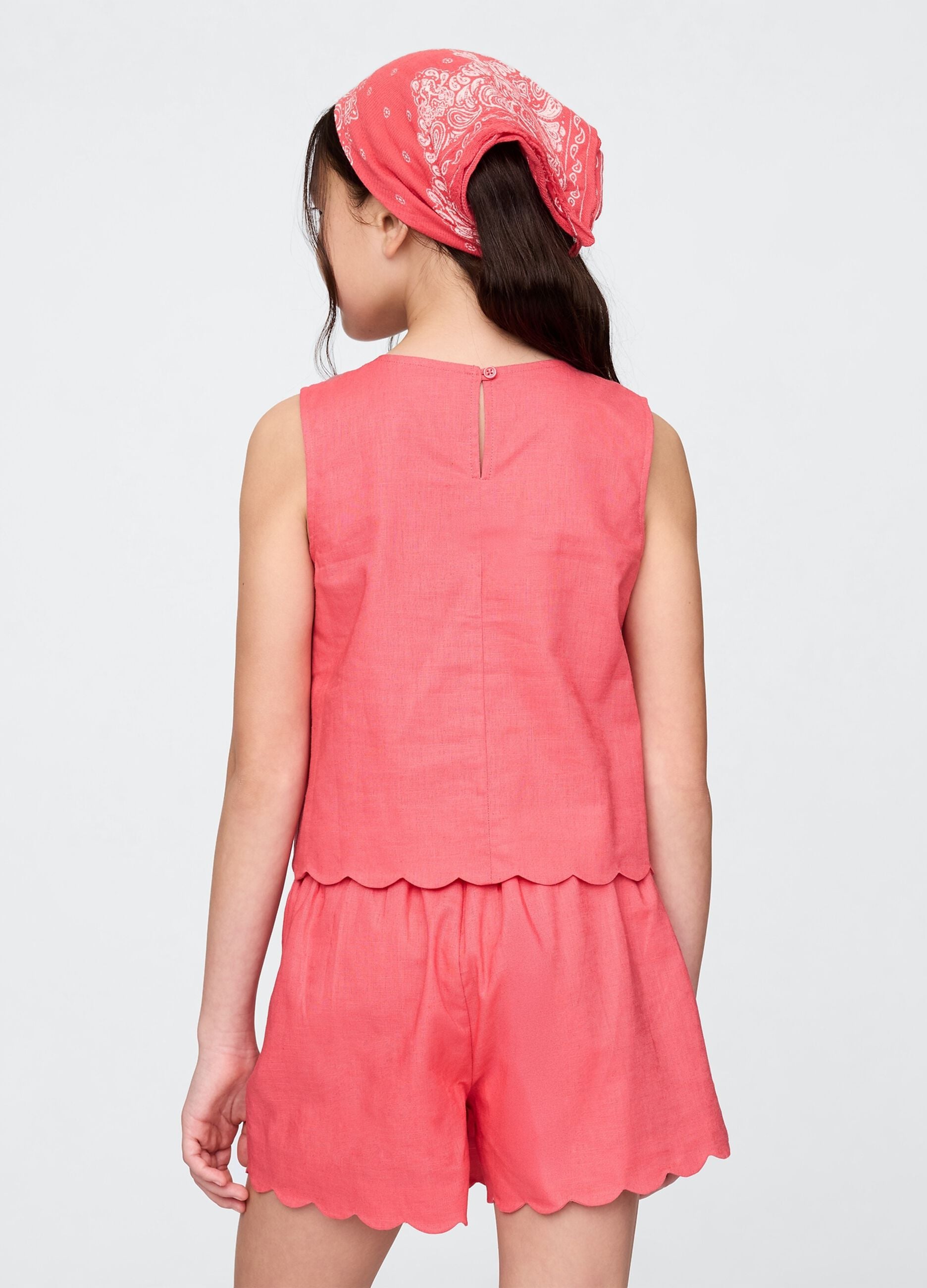 Girls' Orange Linen Blend Top