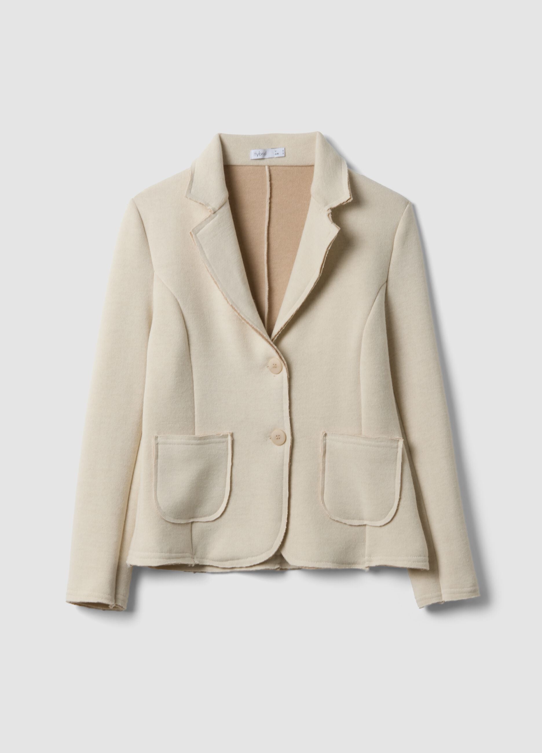 Beige stretch viscose-blend jacket, regular fit