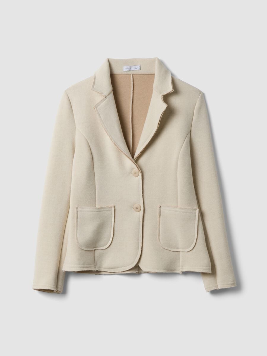 Beige stretch viscose-blend jacket, regular fit_0