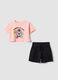Pink pure cotton set with T-shirt and shorts_0