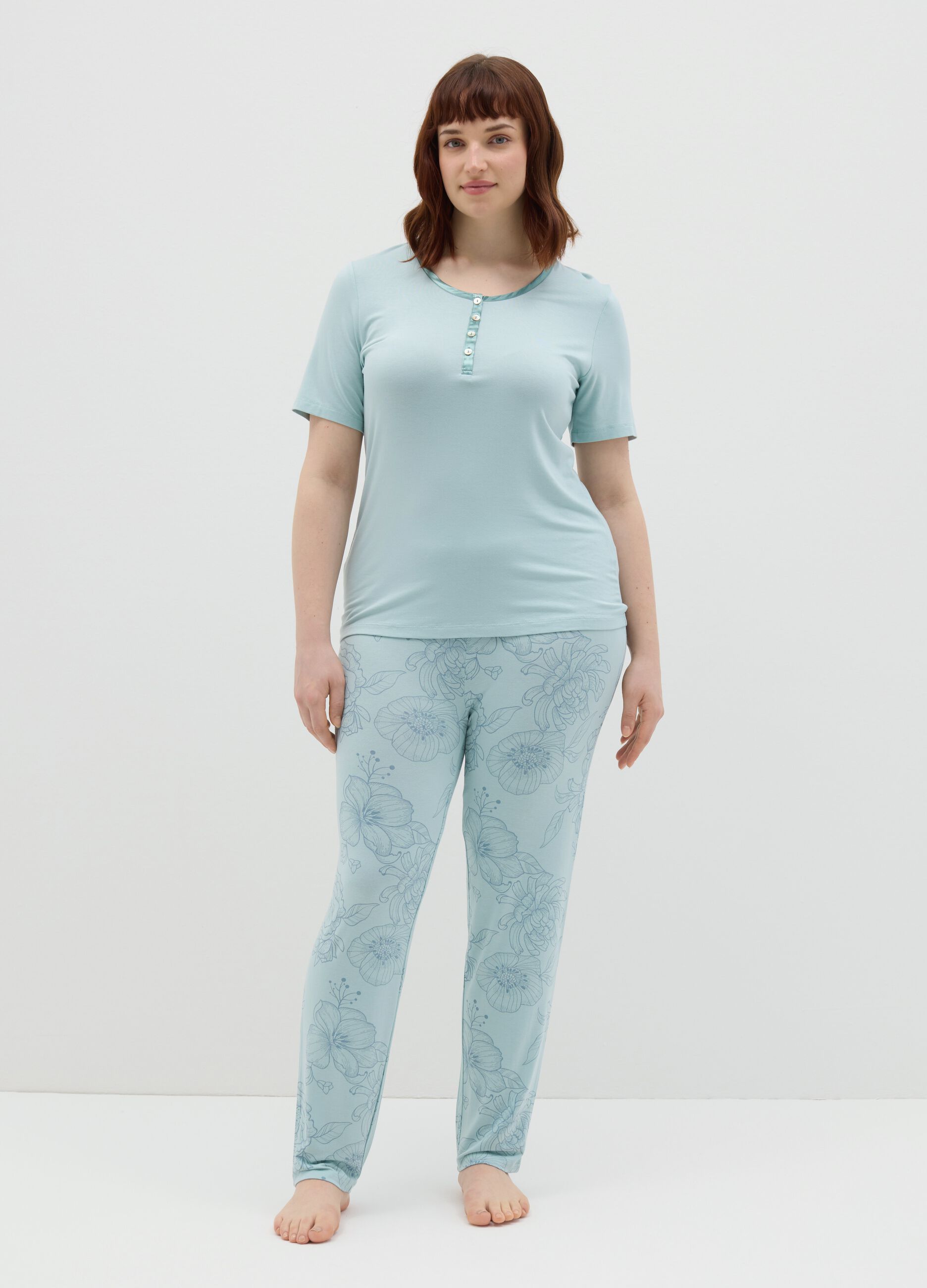 Light blue pyjamas with floral print