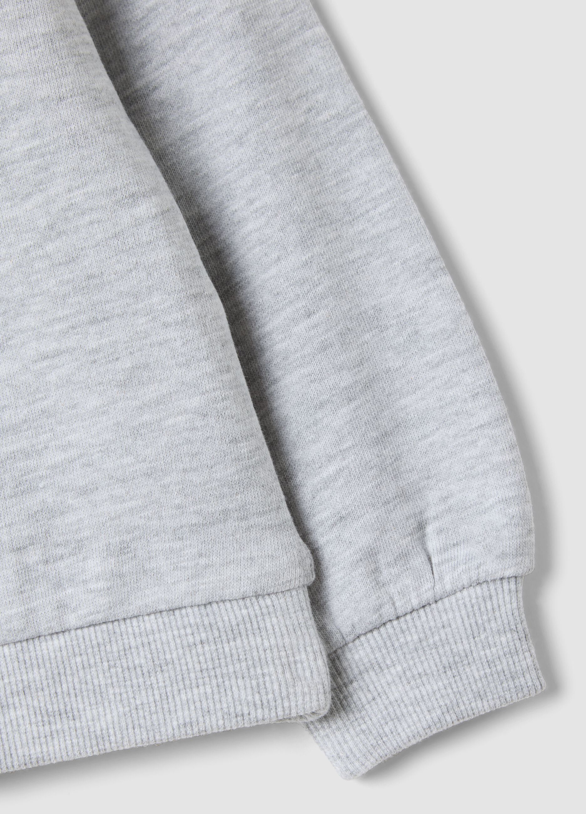 Grey crew-neck cotton and viscose blend sweatshirt with embroidered star for baby girl