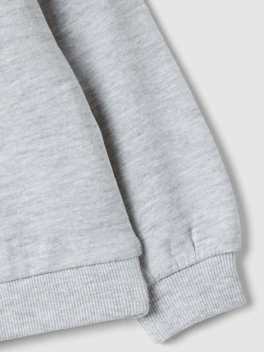 Grey crew-neck cotton and viscose blend sweatshirt with embroidered star for baby girl_3