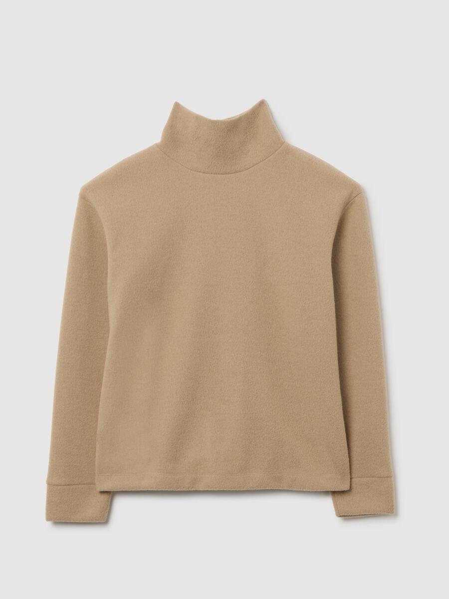 Beige High Neck Regular Fit Jumper_4