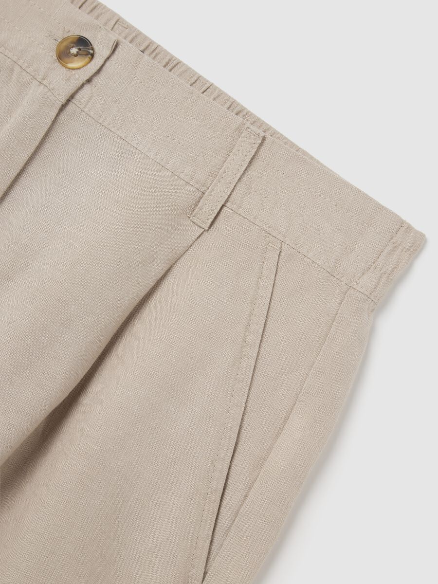 Women's beige regular-fit shorts in linen blend_5