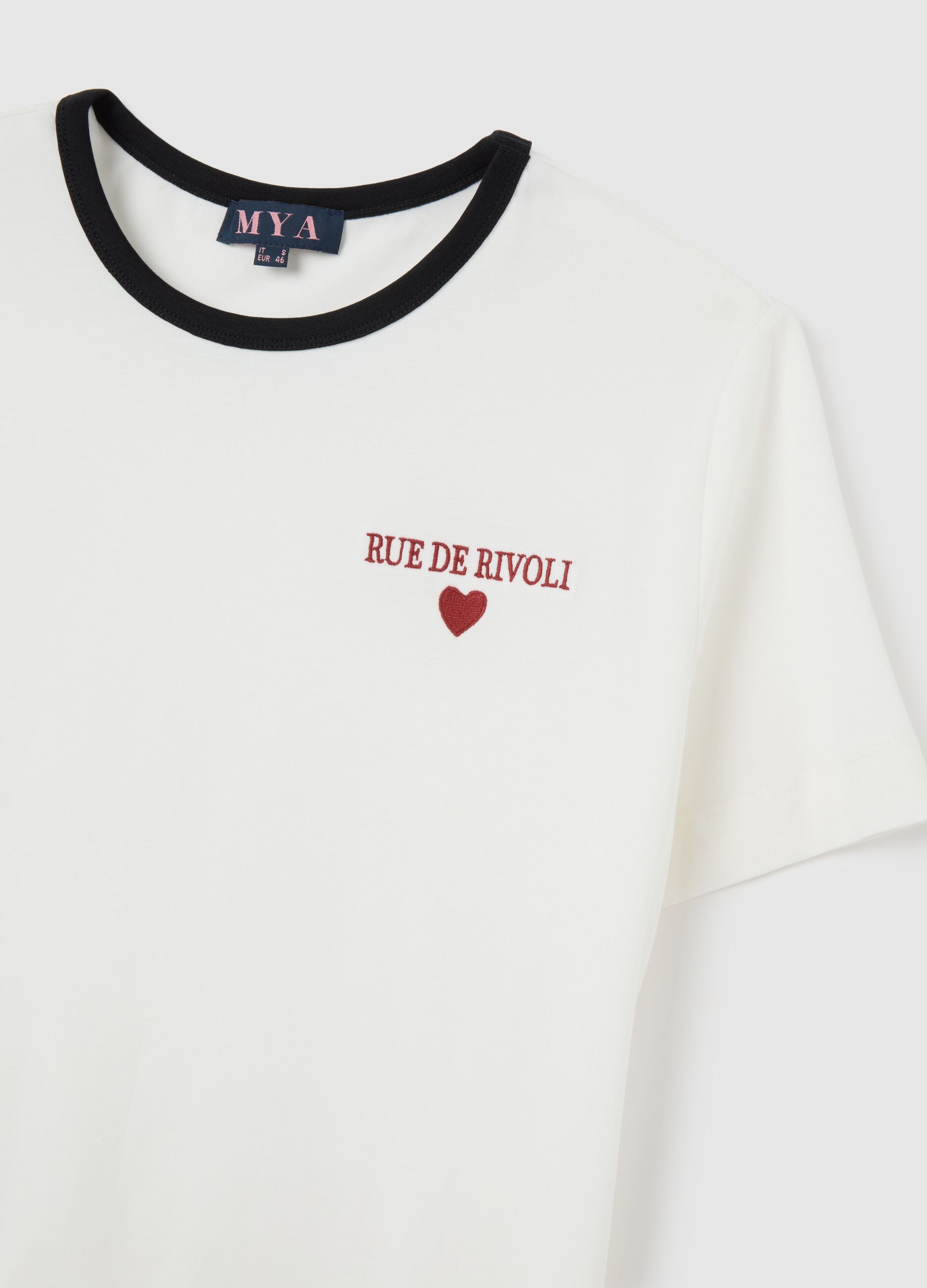 Women's pure cotton white T-shirt regular fit with logo