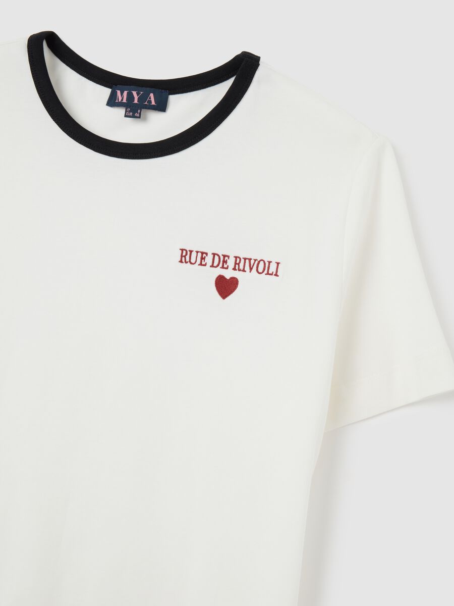 Women's pure cotton white T-shirt regular fit with logo_1