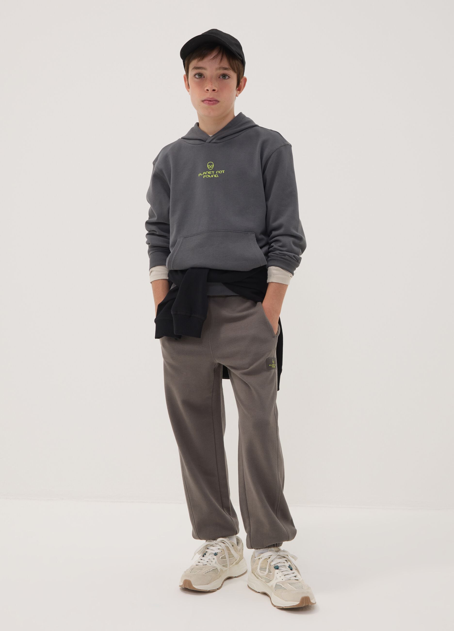 Grey pure cotton oversized joggers for boys