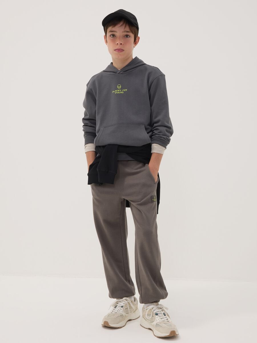 Grey pure cotton oversized joggers for boys_0