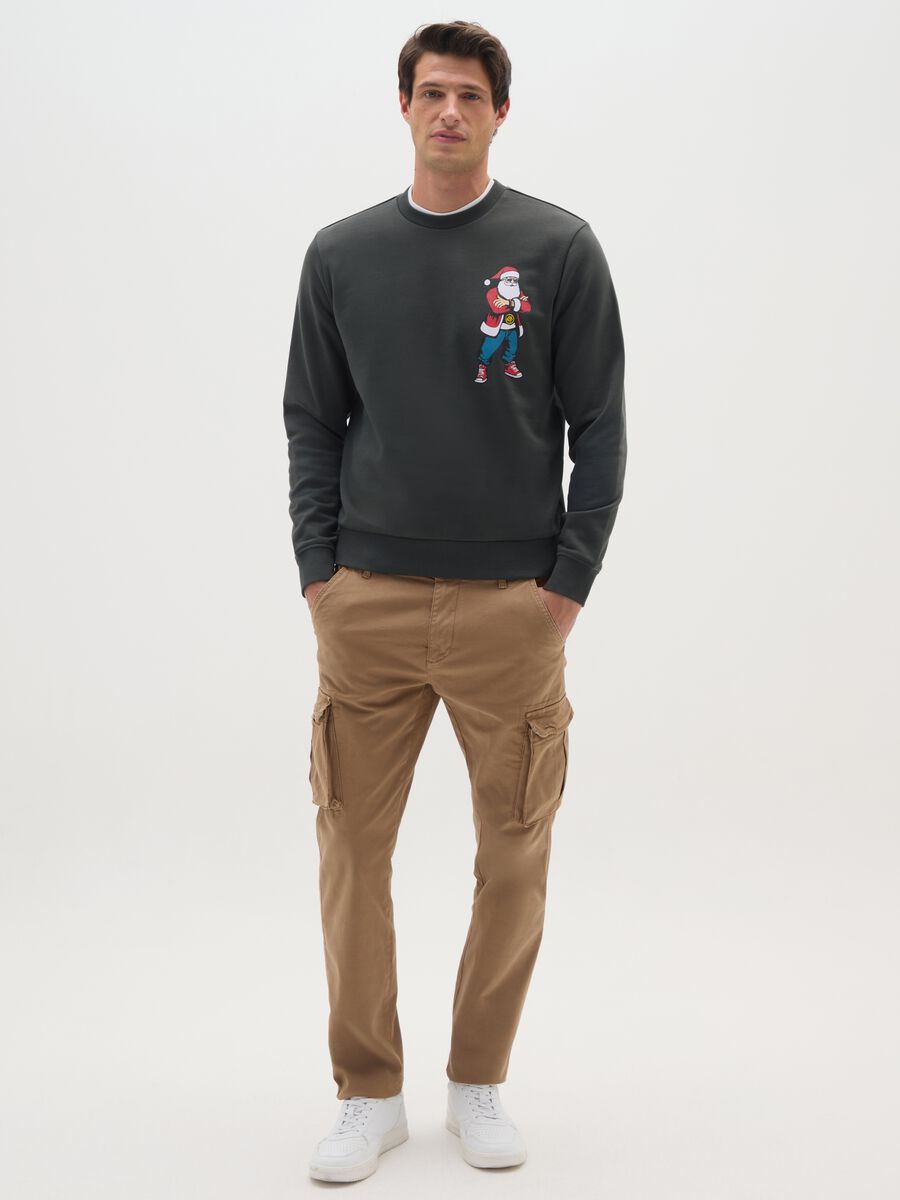 Grey Christmas sweatshirt in cotton blend regular fit with print_1