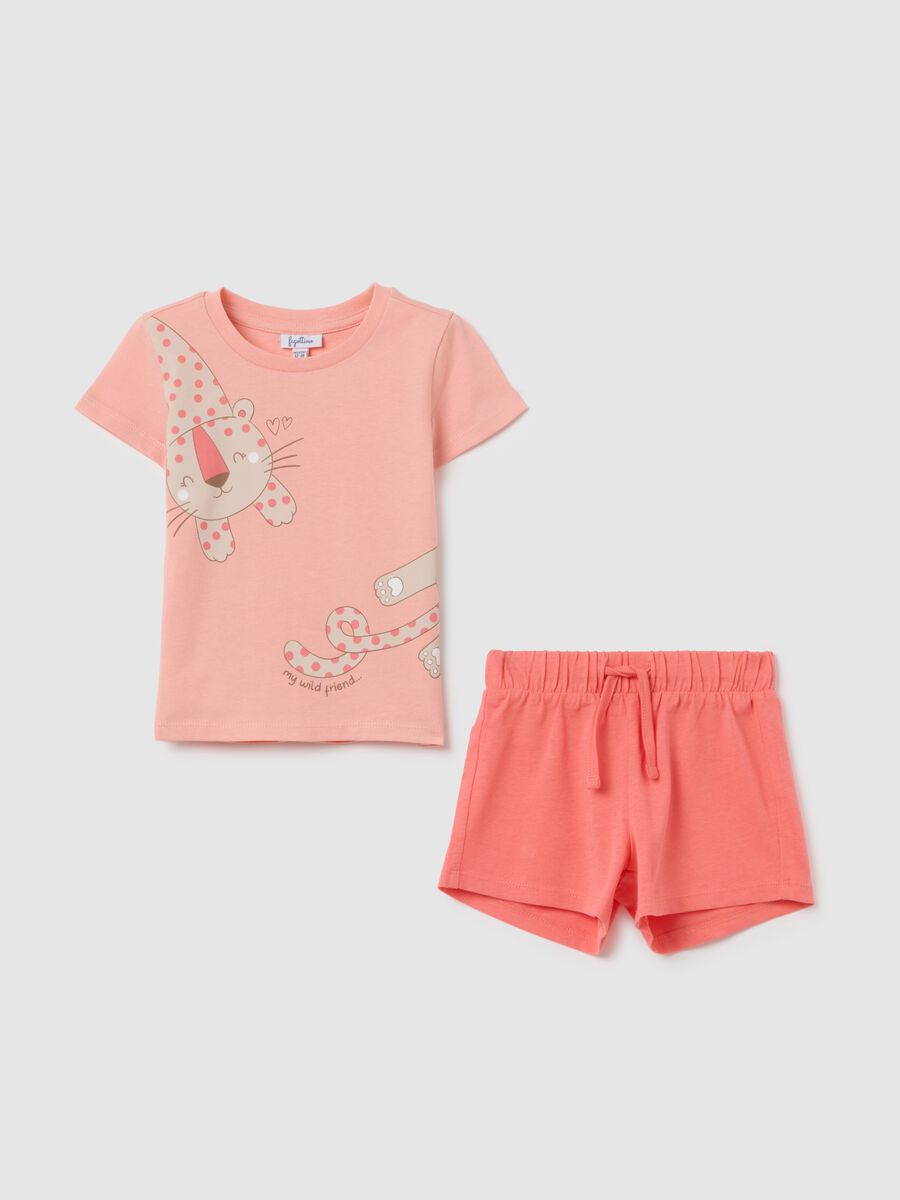 Girls' pink cotton regular fit outfit_0