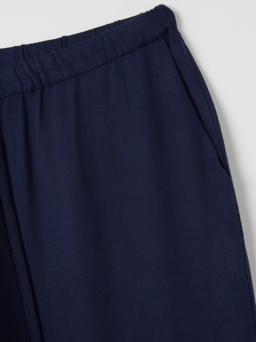 Women's pure blue viscose regular fit trousers_5