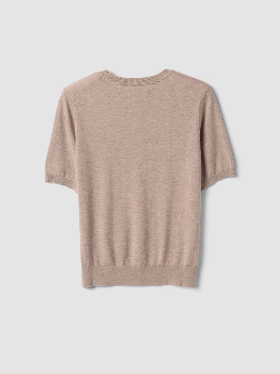 Maglia beige in misto lana a maniche corte girocollo regular fit_6