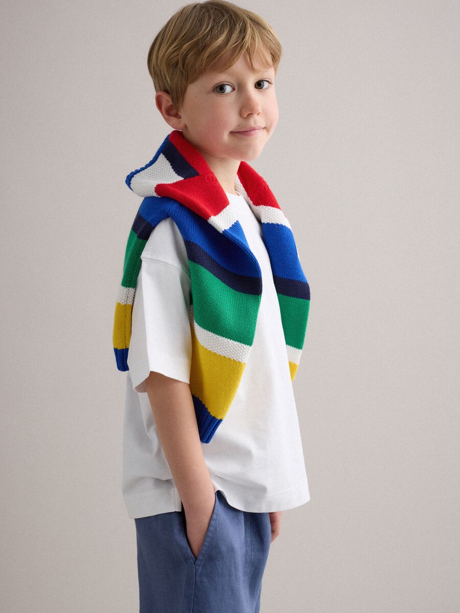 T-shirt in puro cotone bianca da bambino oversize fit_0