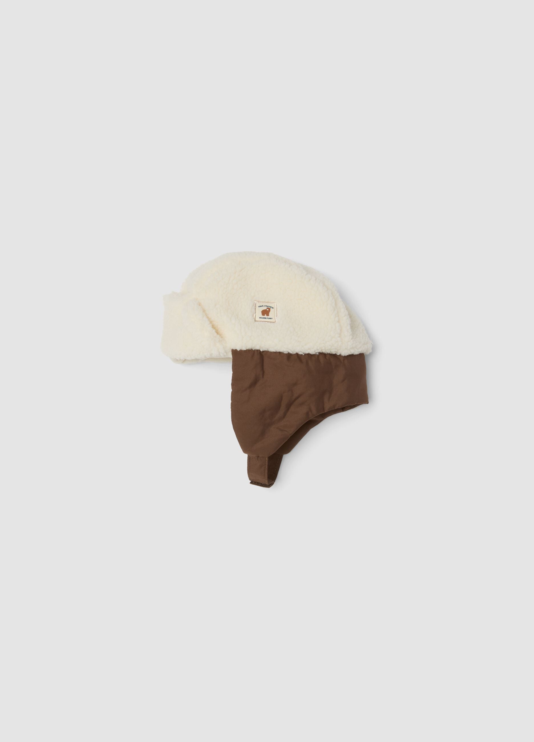 Cappello marrone chiaro aviatore con effetto teddy