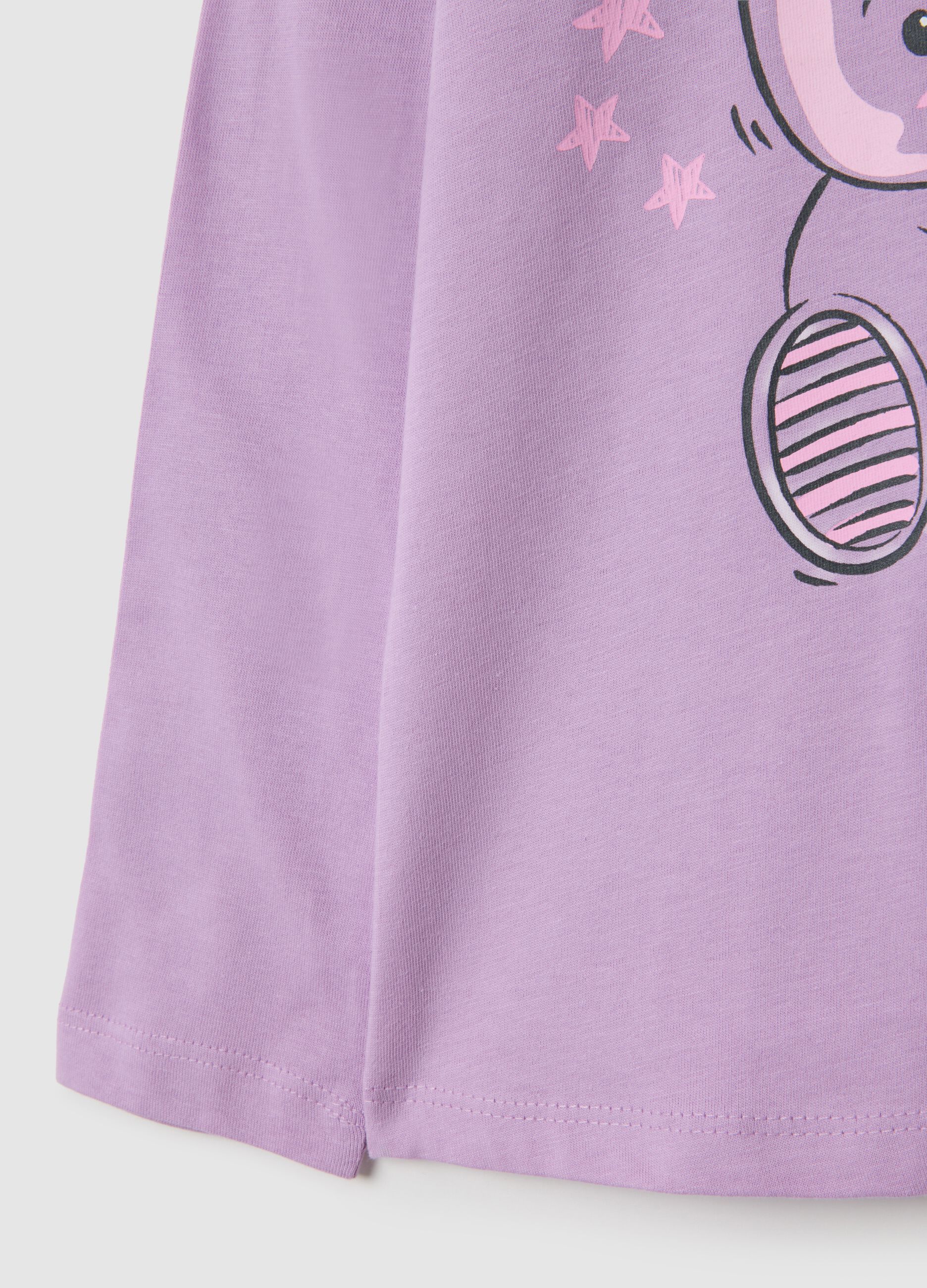 Regular fit pure cotton purple girl's top with print