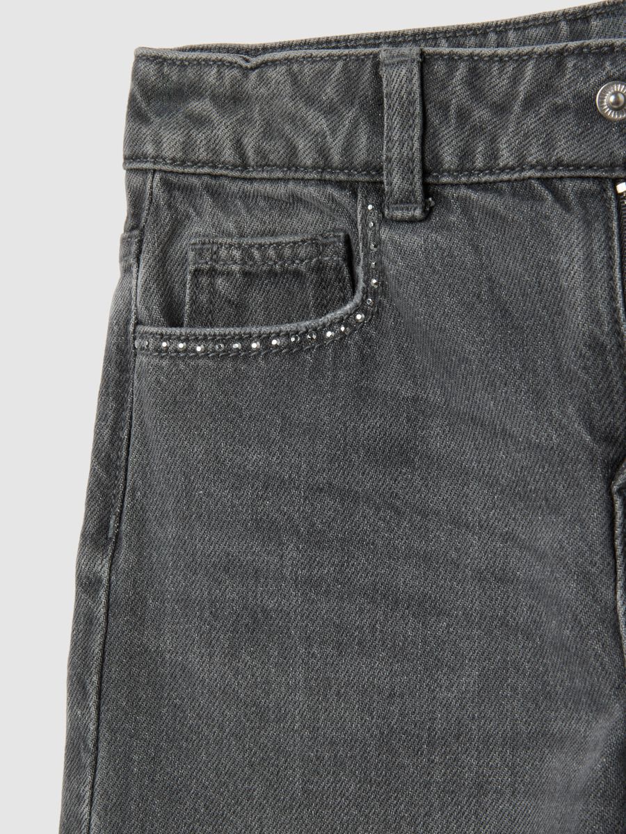Girls' grey wide leg jeans in pure cotton_3