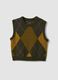 Green jacquard wool-blend crew-neck gilet, regular fit_4