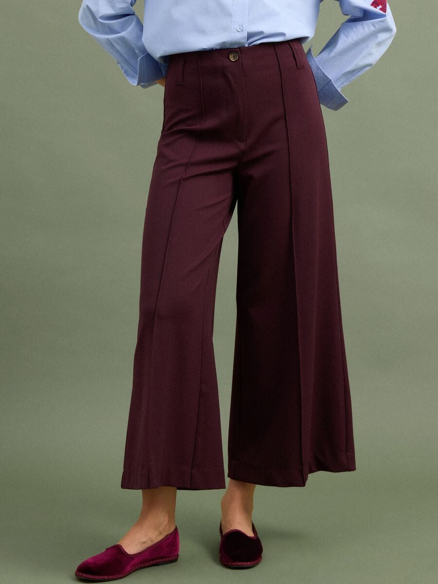 Purple wide-leg chino trousers in stretch viscose_1