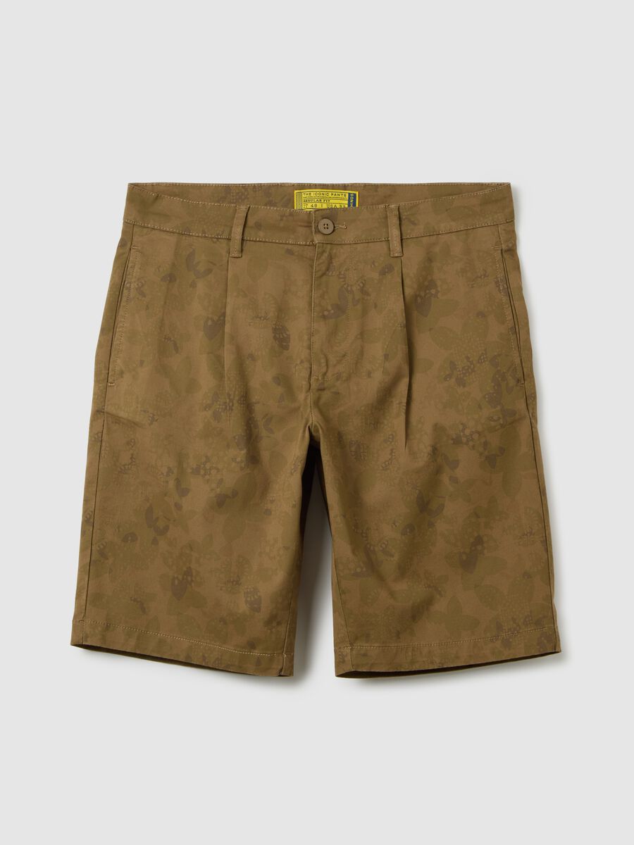 Men's brown regular fit cotton shorts_0