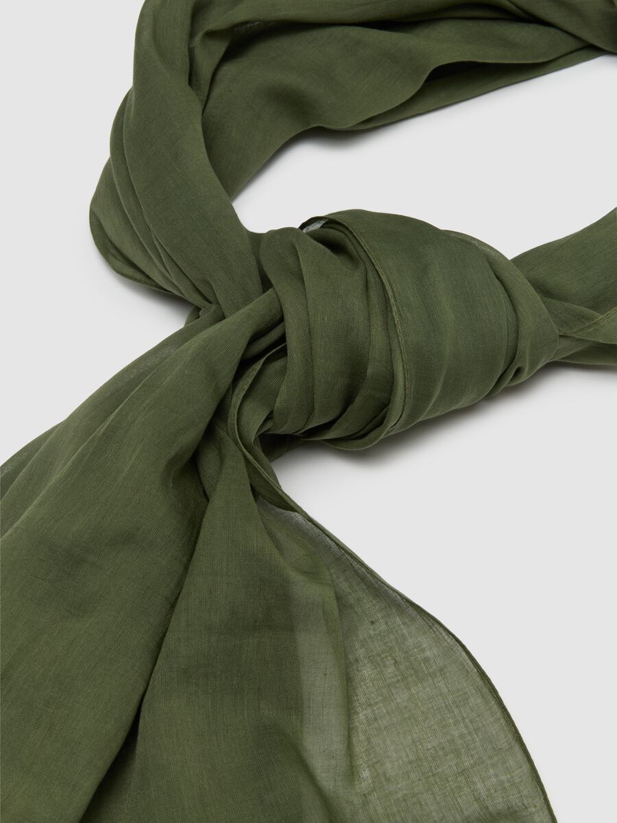 Men's Green Pure Cotton Scarf with Fringes_1