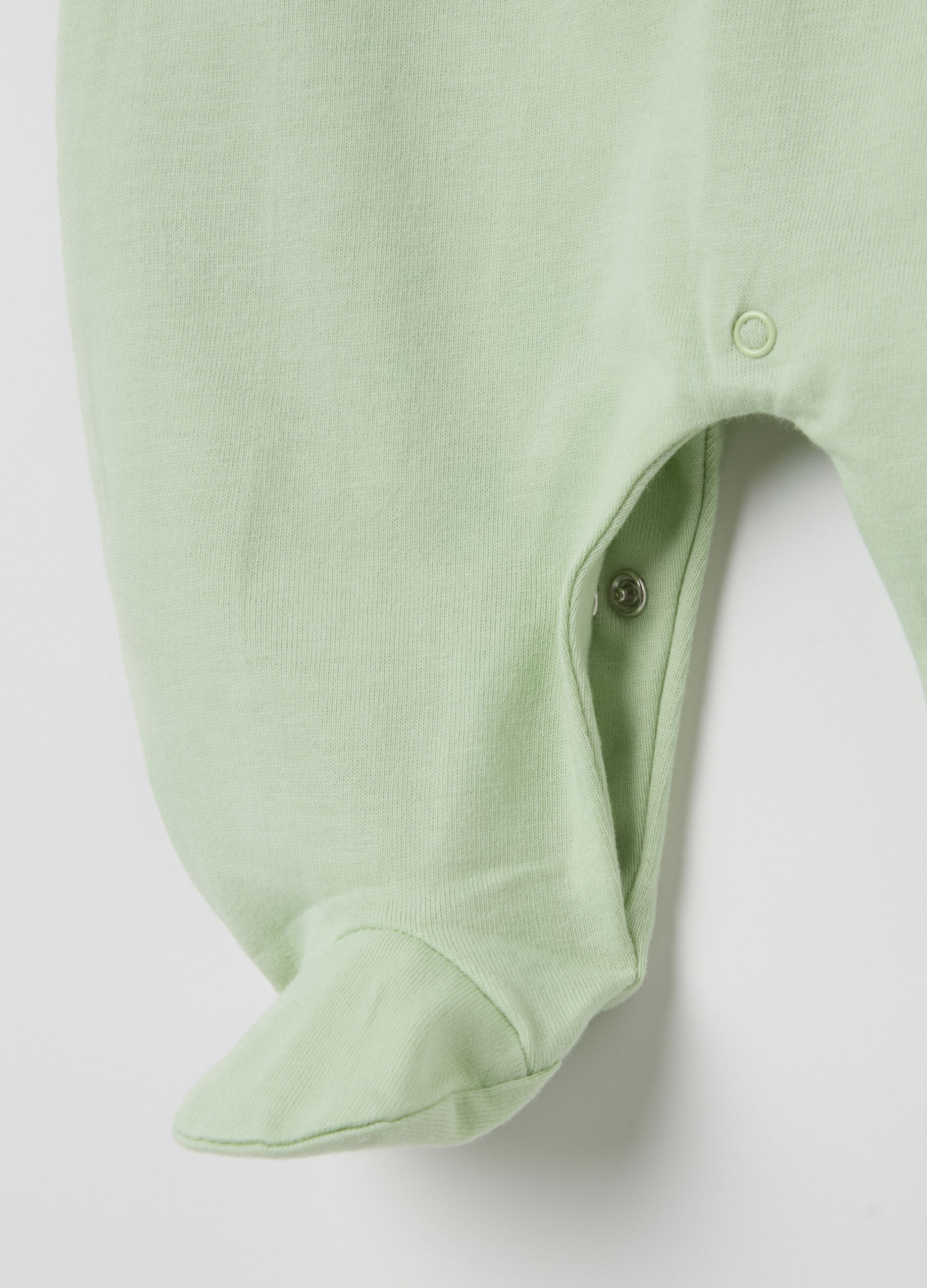 Cotton onesie with feet and frog embroidery