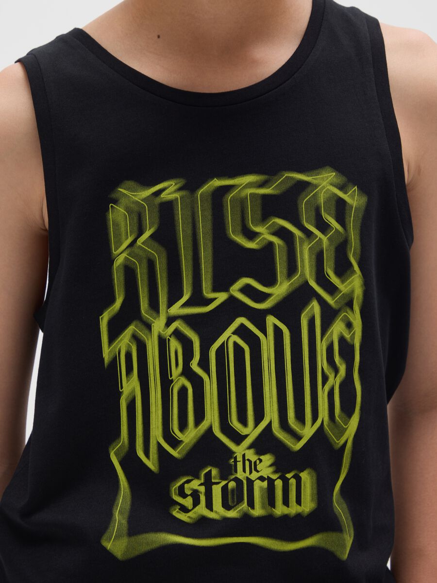 Black Tank Top with 'Rise Above the Storm' Print OVS Kids_2