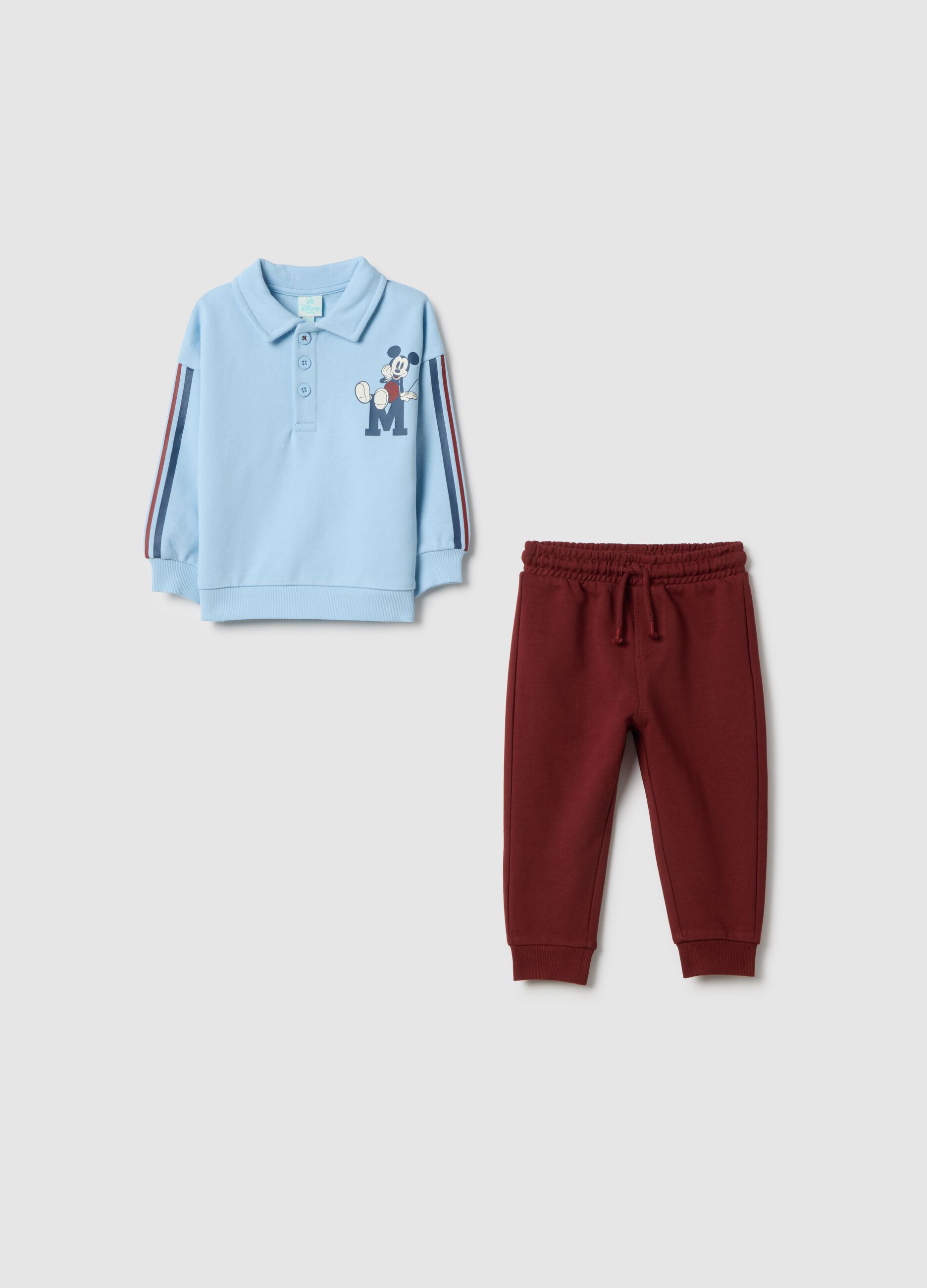 Blue pure cotton children's outfit with Mickey Mouse