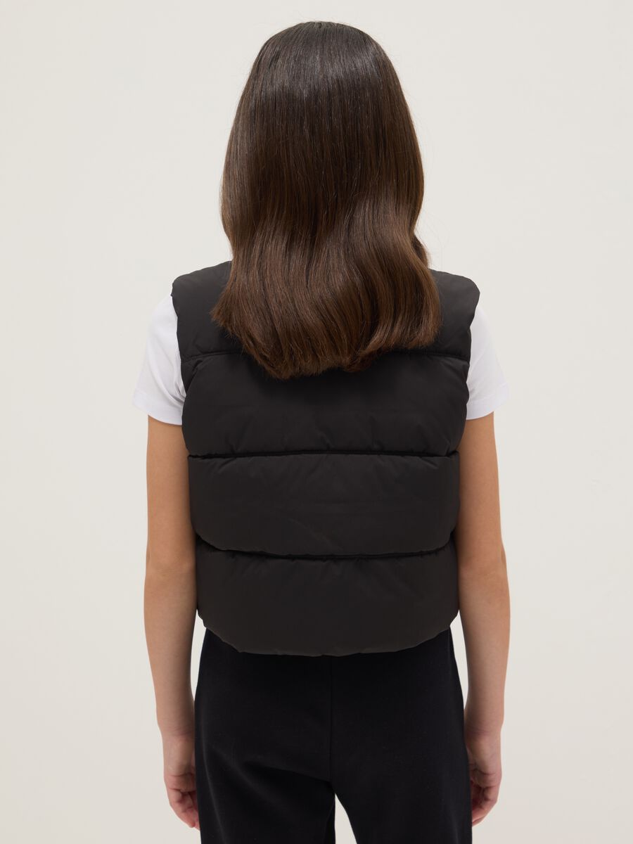 Black quilted girls' gilet regular fit water repellent_1