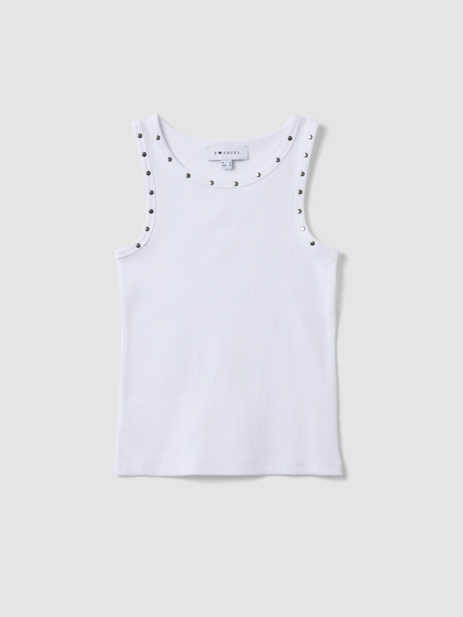 White stretch-cotton tank top_4