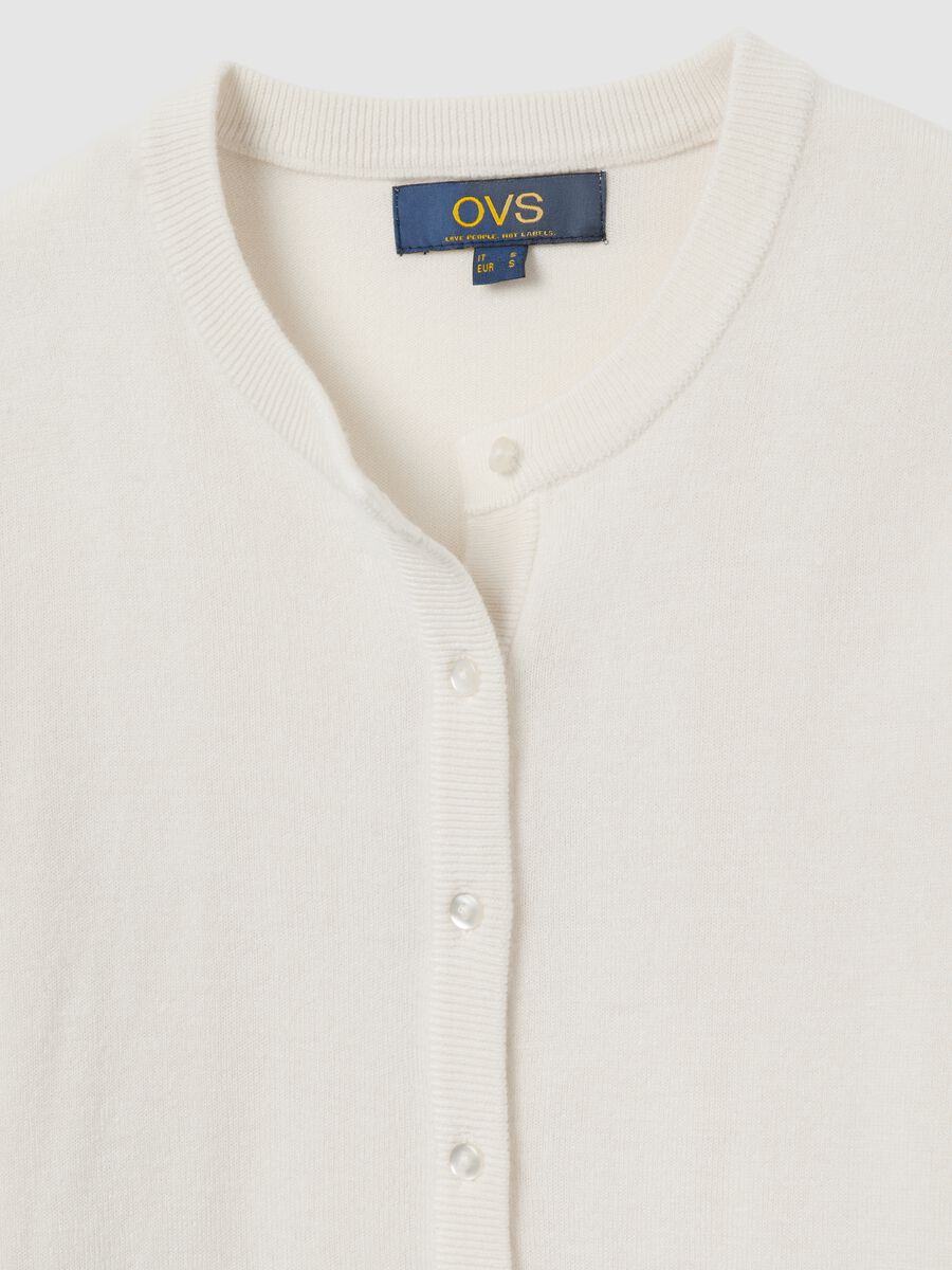 Cardigan bianco regular fit con bottoni_5