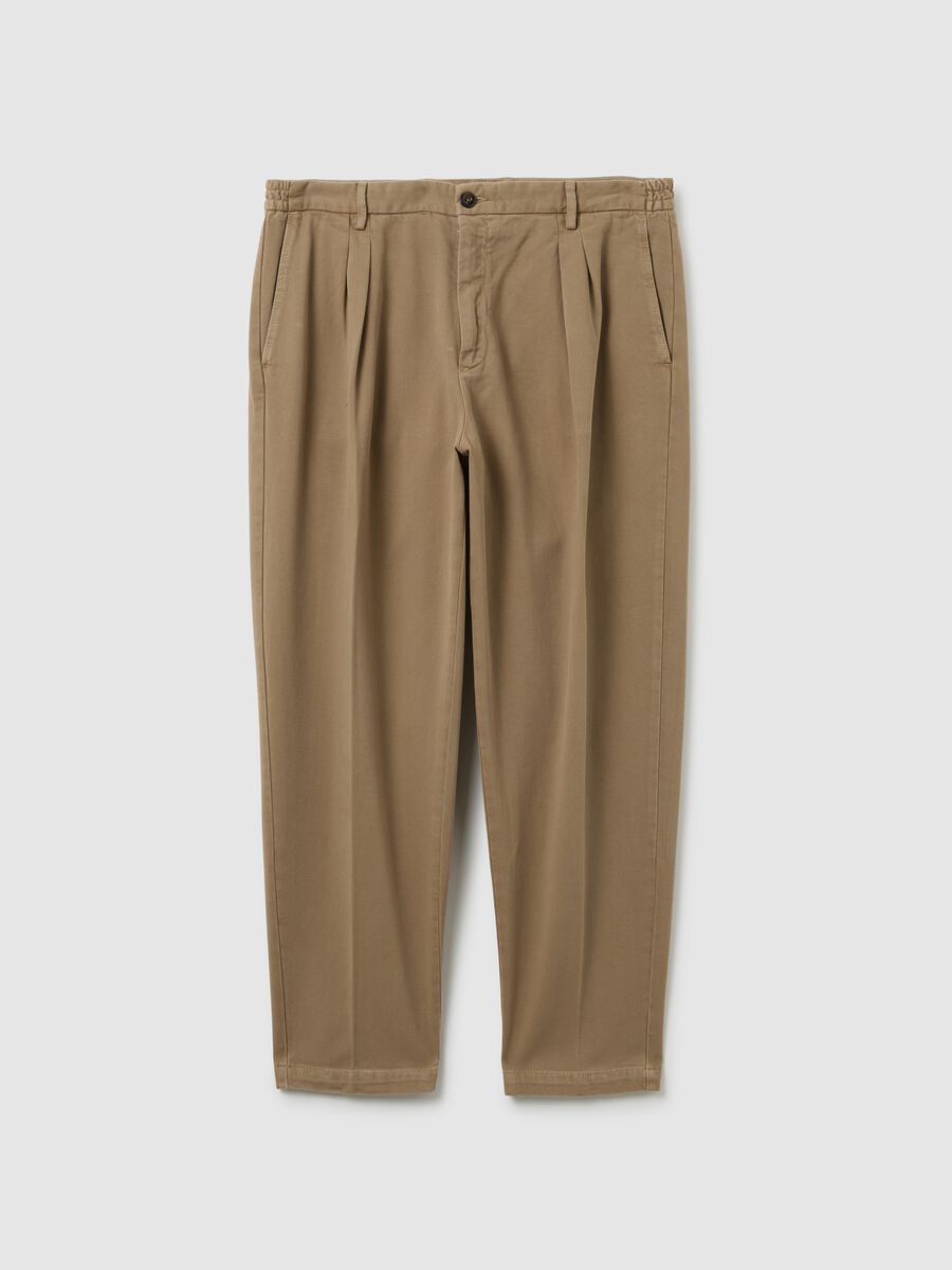 Brown chino trousers in pure cotton regular fit_0