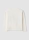 T-shirt bianca in cotone elasticizzato con girocollo_1