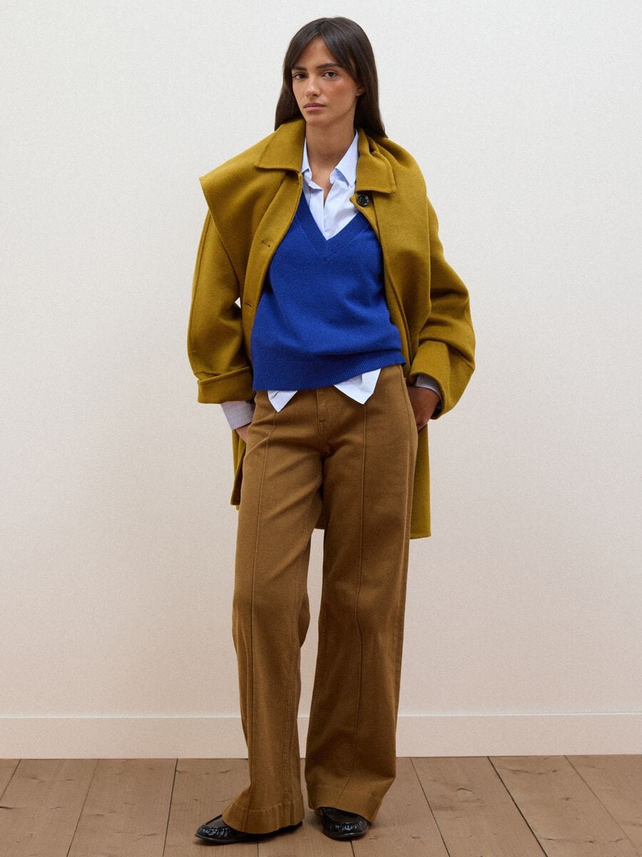 Cappotto giallo in misto lana con chiusura a bottoni_2