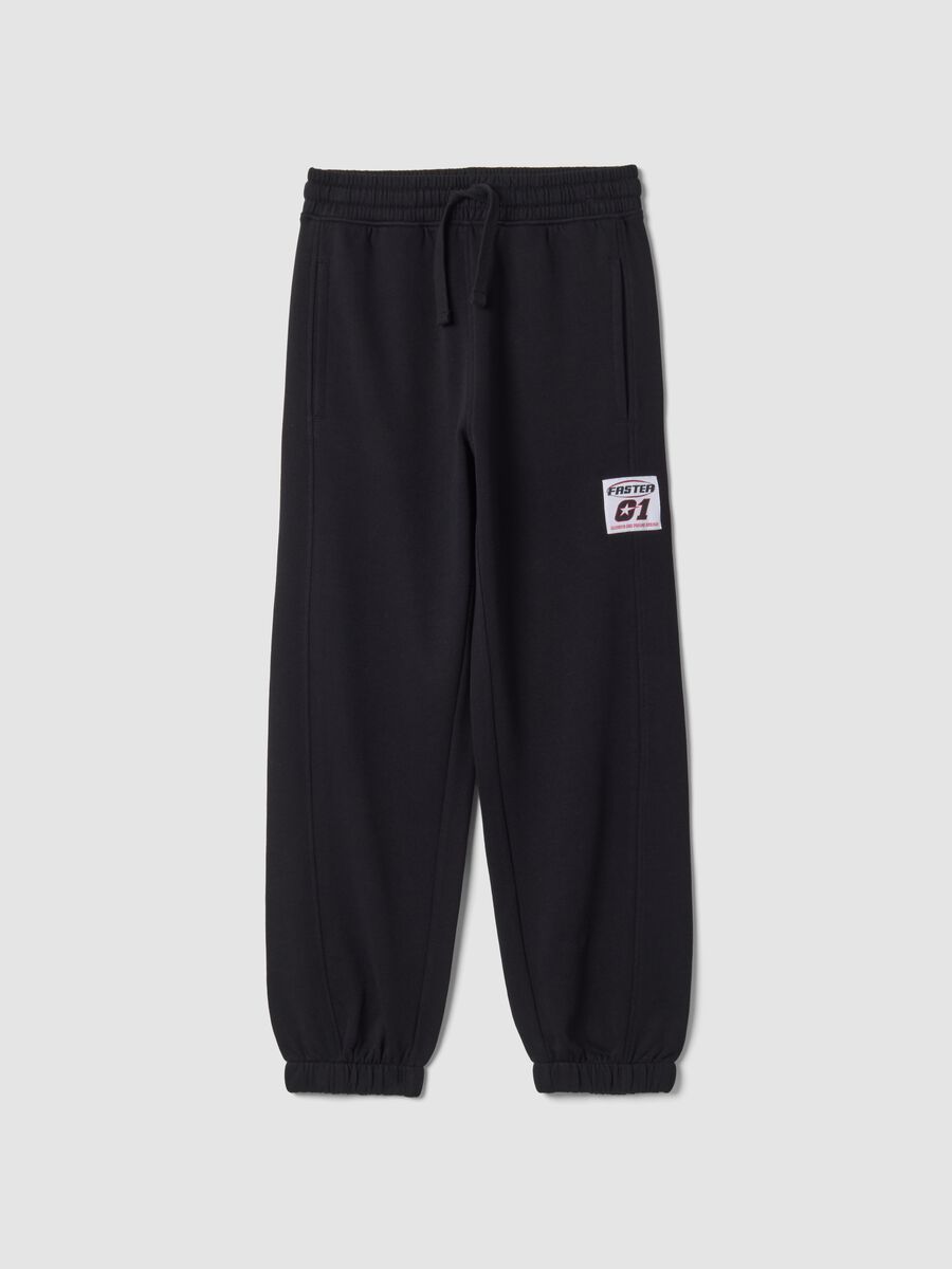 Pantaloni jogger neri in puro cotone relaxed fit_0