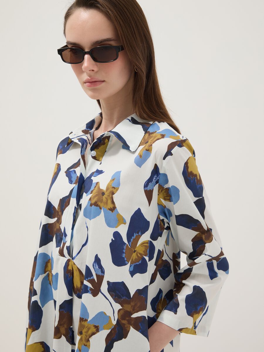 Abito multicolor in cotone elasticizzato con stampa floreale over fit_2
