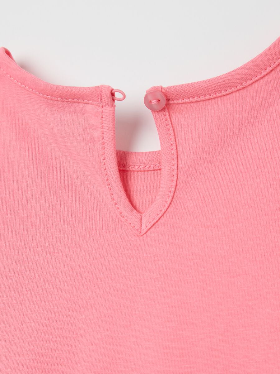 Abito da bambina in puro cotone rosa con maniche a balza_3