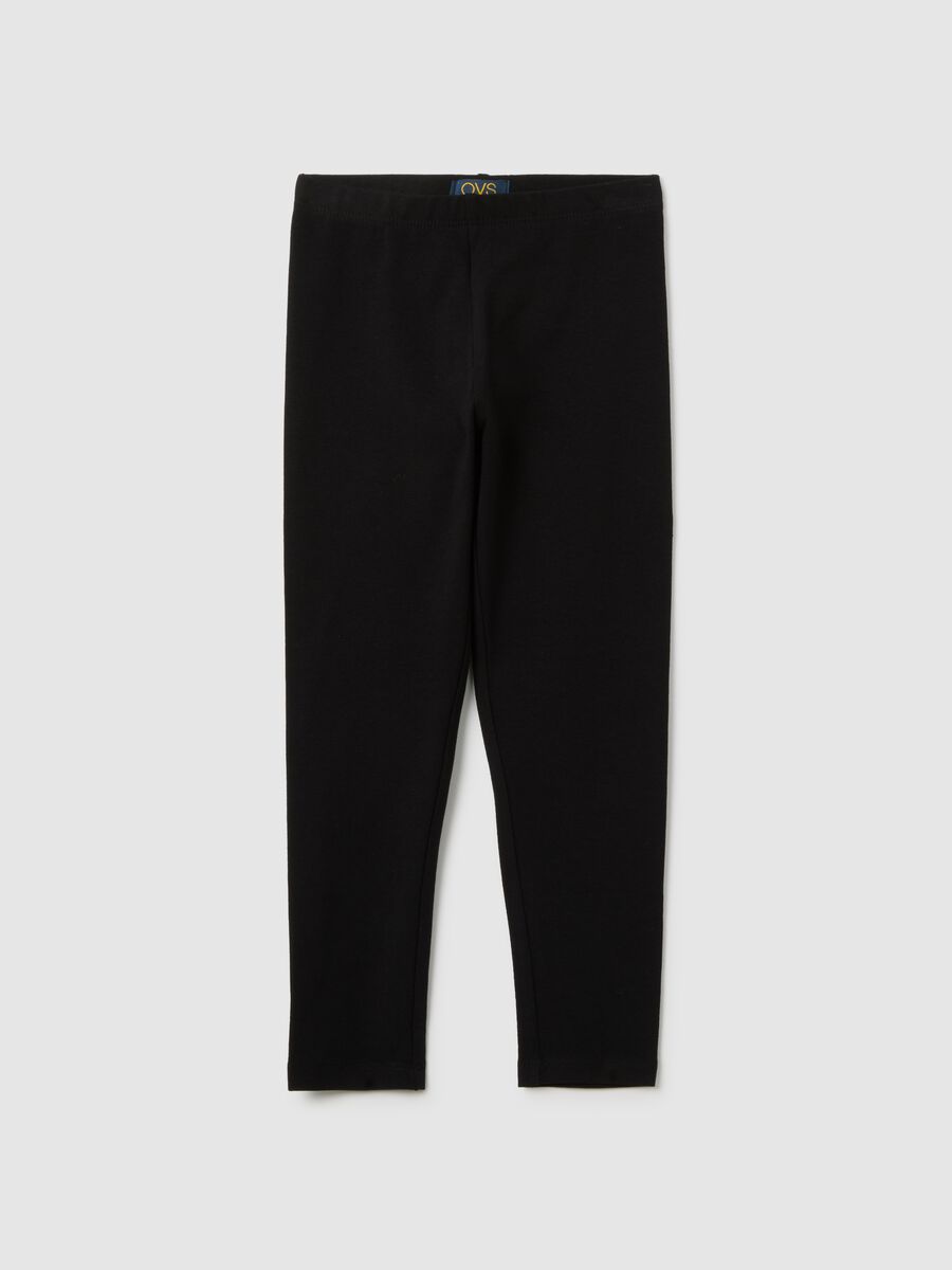 Girls' cotton black skinny stretch leggings_0
