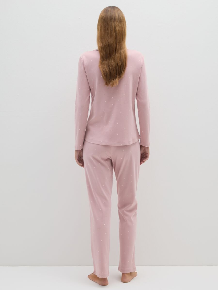 Pigiama lungo in puro cotone rosa regular fit_2