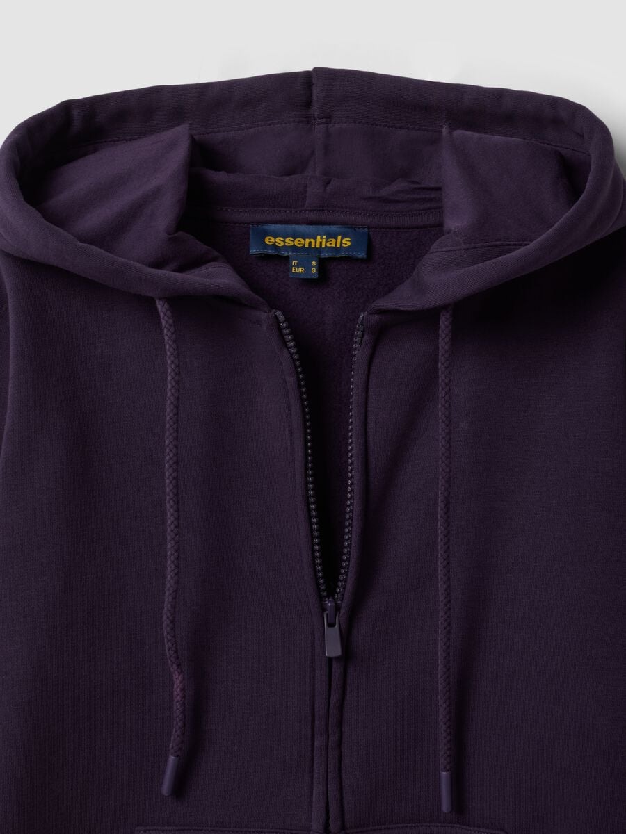 Felpa viola in misto cotone con cappuccio regular fit_5