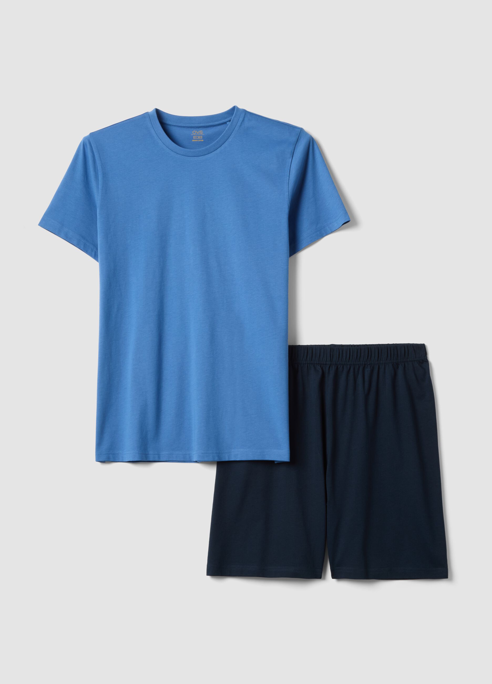Pigiama in puro cotone organico blu regular fit