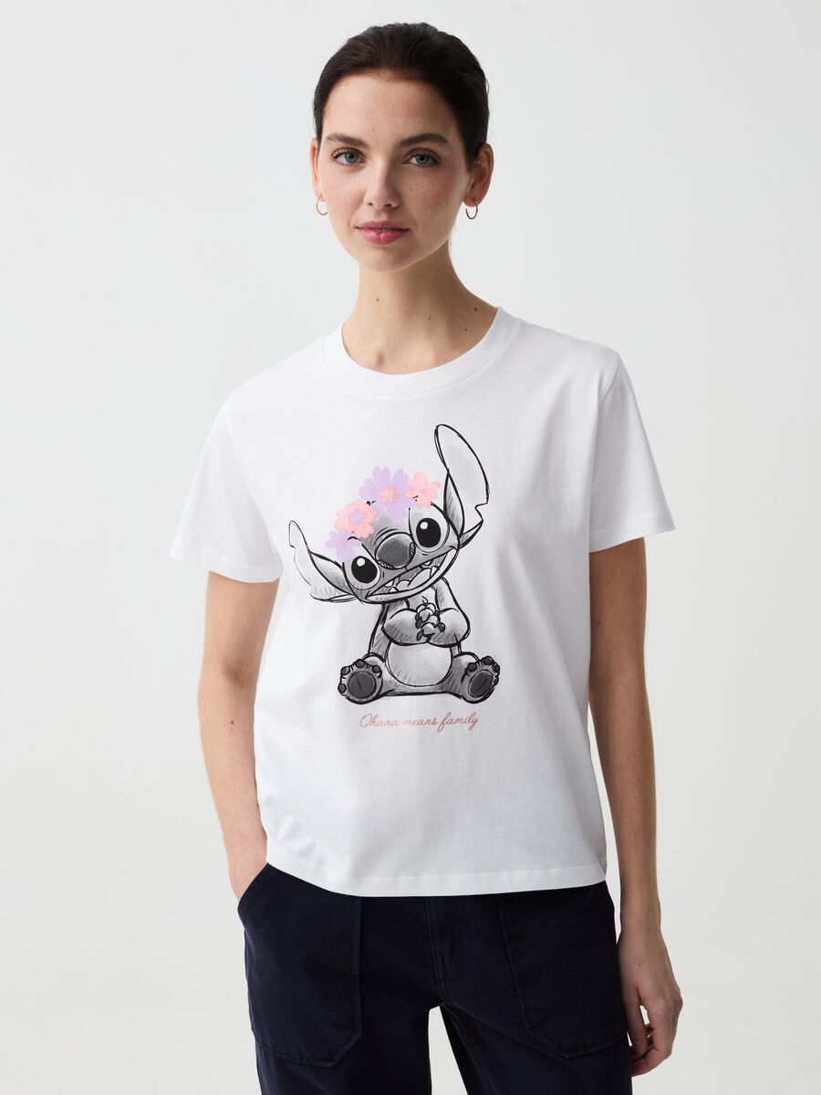 Cotton T-shirt with Stitch print_0