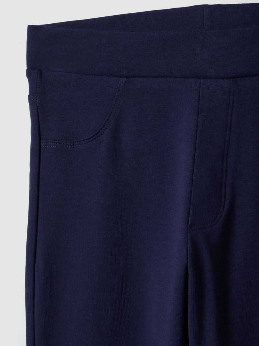Pantaloni blu in cotone organico elasticizzato slim fit per ragazza_5