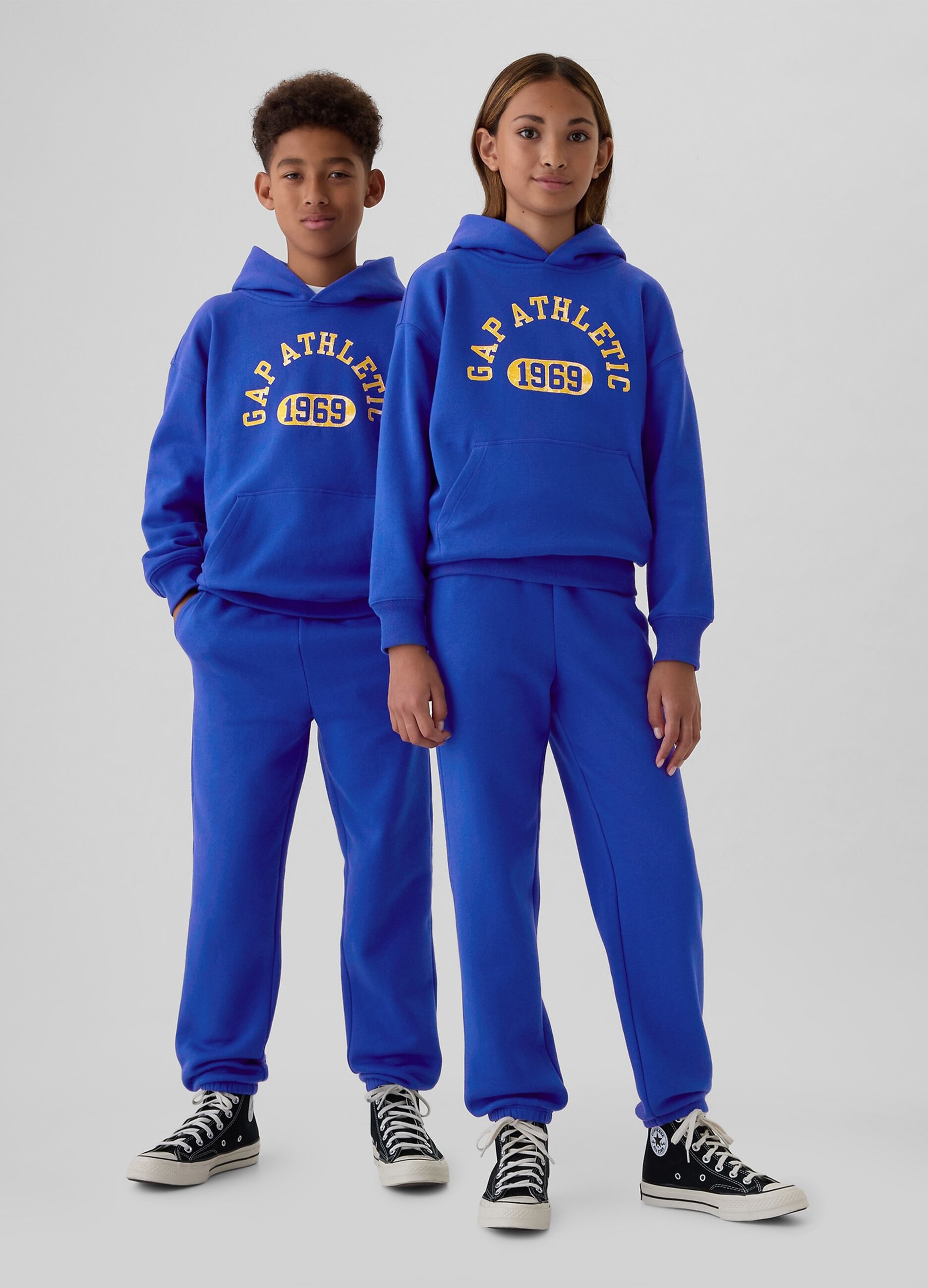 Sweatshirt with hood and Athletics logo print