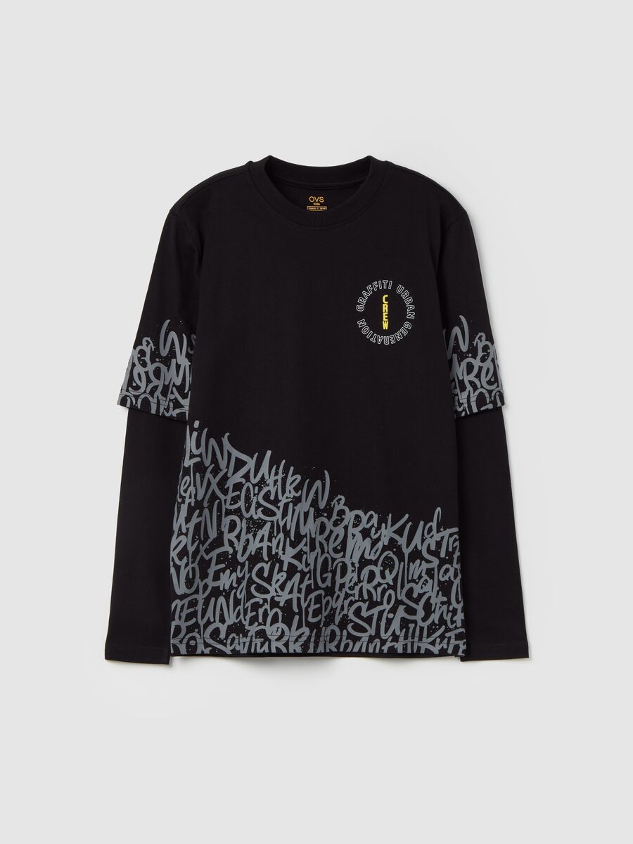 T-shirt a maniche lunghe con stampa_3