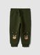Green pure cotton over-fit joggers with teddy bear print_0